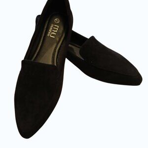 NWOB MUSSHOE Black Suede Pointed Toe Ballet Flats 7.5M